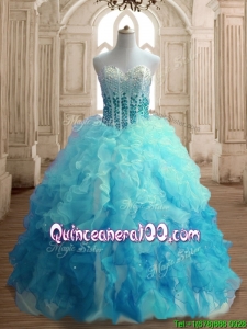 Custom Made Popular Beaded Bodice and Ruffled Quinceanera Dress in Gradient Color