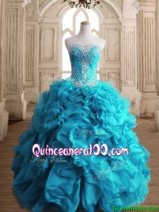 New Arrivals Beaded and Ruffled Quinceanera Dress in Teal