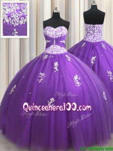 New Arrivals Applique and Beaded Eggplant Purple Quinceanera Dress with Zipper Up