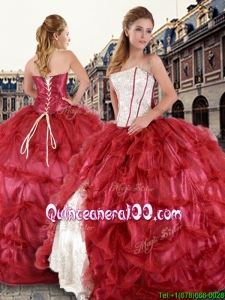 Beautiful Strapless Brush Train Quinceanera Dress with Pick Ups and Beading