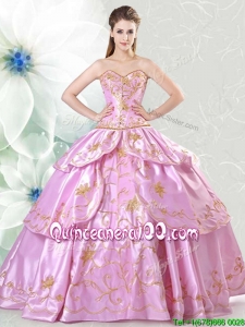 Top Seller Ball Gown Satin Embroideried Quinceanera Dress in Lilac