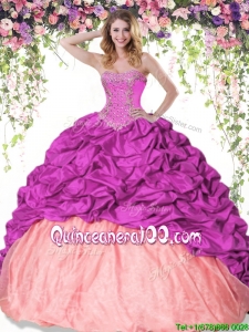 Classical Brush Train Taffeta Quinceanera Dress with Beading and Pick Ups