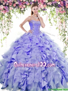 Lovely Lavender Quinceanera Dress with Ruffles and Beading for Summer