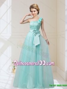 2015 One Shoulder Dama Dresses with Hand Made Flowers and Bowknot