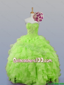2015 Perfect Sweetheart Beaded Quinceanera Dresses with Ruffles