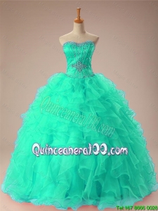 2016 Fall Elegant Sweetheart Beaded Quinceanera Dresses with Ruffles