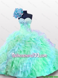 2016 Summer New Style Sweetheart Appliques Quinceanera Dresses with Sequins and Ruffles