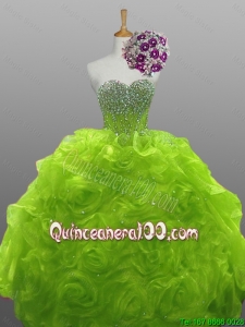 New Arrival 2016 Summer Rolling Flowers Quinceanera Gowns in Organza