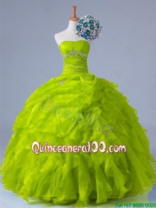 2015 Perfect Strapless Quinceanera Dresses with Beading and Ruffles