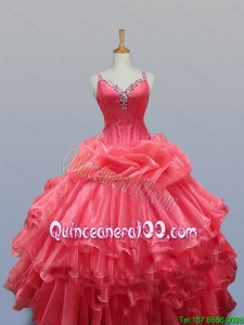 Luxurious 2016 Fall Beading and Ruffled Layers Straps Quinceanera Dresses