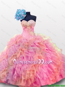 2015 Perfect Sweetheart Quinceanera Dresses with Sequins and Ruffles