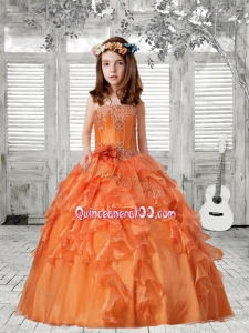Elegant Strapless Ruffles Orange Red Little Girl Pageant Dress