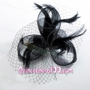 2014 Fashionable Tulle Black Net Yarn Briadl Hat