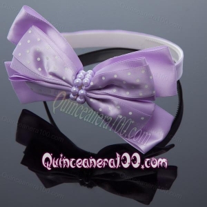 Cute Lavender Bowknot Hairpins Birdcage Veils with Beading