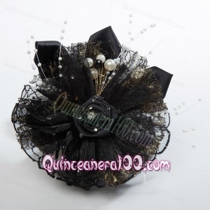 Summer Black Tulle Fascinators with Pearl