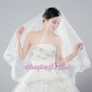 Eelgant One-Tier Angle Cut Bridal Veils with Lace Edge