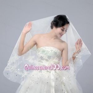 One-Tier Drop Veil Cut Edge 2014 White Bridal Veils