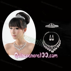 Gorgeous Dazzling Rhinestone Jewelry Set Necklace And Tiara