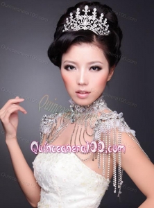 High Quality Alloy With Crystal Ladies Tiara and Necklace