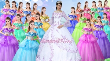 Best Selling Really Puffy Applique Quinceanera Dress with Long Sleeves