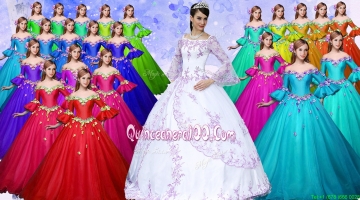 Hot Sale Big Puffy Long Sleeves Off the Shoulder Quinceanera Dress