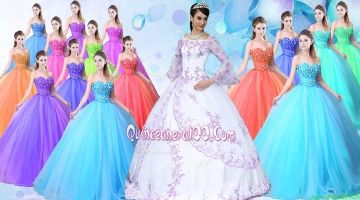 New Style Taffeta Applique Quinceanera Dress with Long Sleeves