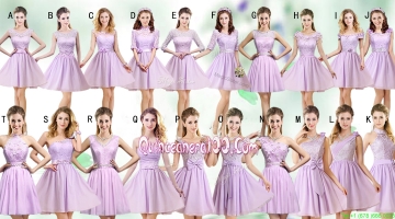 Most Popular Lilac Empire Chiffon Bridesmaid Dresses in Mini Length