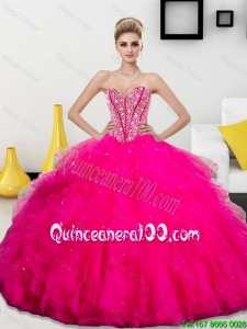 2016 Spring Pretty Beading and Ruffles Sweetheart Quinceanera Dresses