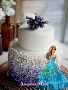 Blue Quinceanera Dress For Barbie Doll with Beading and Ruffled Layers