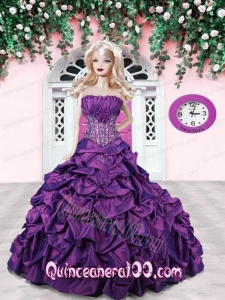 Purple Quinceanera Dress For Barbie Doll with Pick-ups and Beading