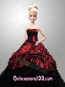 Wine Red Quinceanera Dress For Barbie Doll with Beading