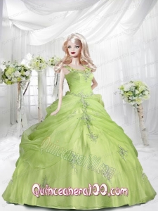 Yellow Green Quinceanera Dress For Barbie Doll with Appliques and Ruffles