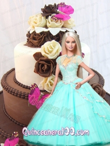 Aqua Blue Quinceanera Dress For Barbie Doll with Beading