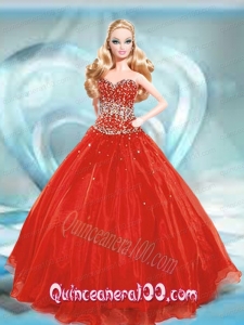 Beading Quinceanera Dress For Barbie Doll in Red