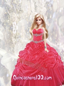 Beading and Pick-ups Quinceanera Dress For Barbie Doll in Red