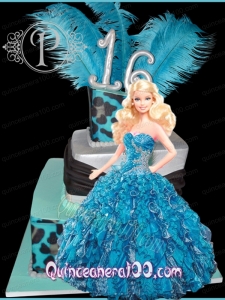 Beading and Ruffles Quinceanera Dress For Barbie Doll in Blue