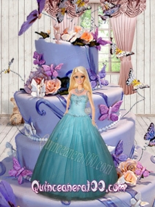 Light Blue Quinceanera Dress For Barbie Doll with Beading