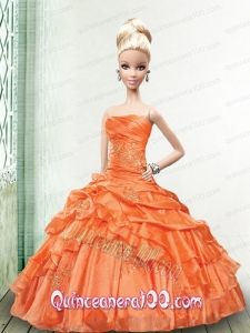 Appliques and Pick-ups Quinceanera Dress For Barbie Doll in Orange