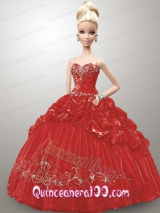 Appliques and Pick-ups Quinceanera Dress For Barbie Doll in Red