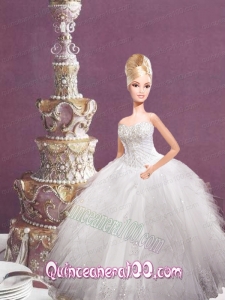 Beading and Ruffles Quinceanera Dress For Barbie Doll in White