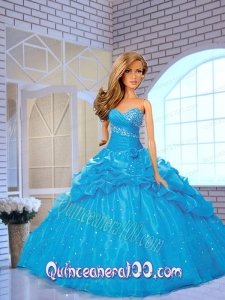 Blue Quinceanera Dress For Barbie Doll with Pick-ups and Beading