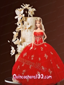 Red Quinceanera Dress For Barbie Doll with Appliques