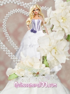 White Quinceanera Dress For Barbie Doll with Flower