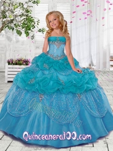 Popular Blue Little Girl Pageant Dress with Beading and Pick-ups for 2014