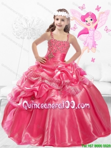 Discount Straps Beaded Little Girl Pageant Dresses with Side Zipper