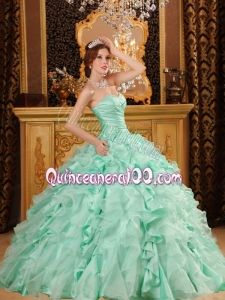 Luxurious Apple Green Sweetheart 2014 Quinceanera Dresses with Ruches