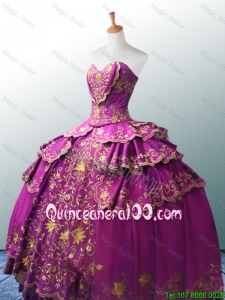 Beautiful Sweetheart Ball Gown Fuchsia Quinceanera Dresses with Appliques for 2016