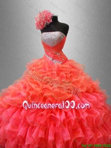 Organza Ruffles Fashionable Sweet 16 Dresses with Sequins