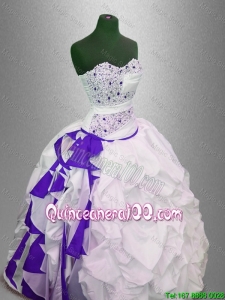 Fashionable Beaded and Pick Ups Quinceanera Gowns in Multi Color for 2016