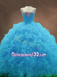 Popular Beautiful Aqua Blue Ball Gown Quinceanera Gowns with Sweetheart